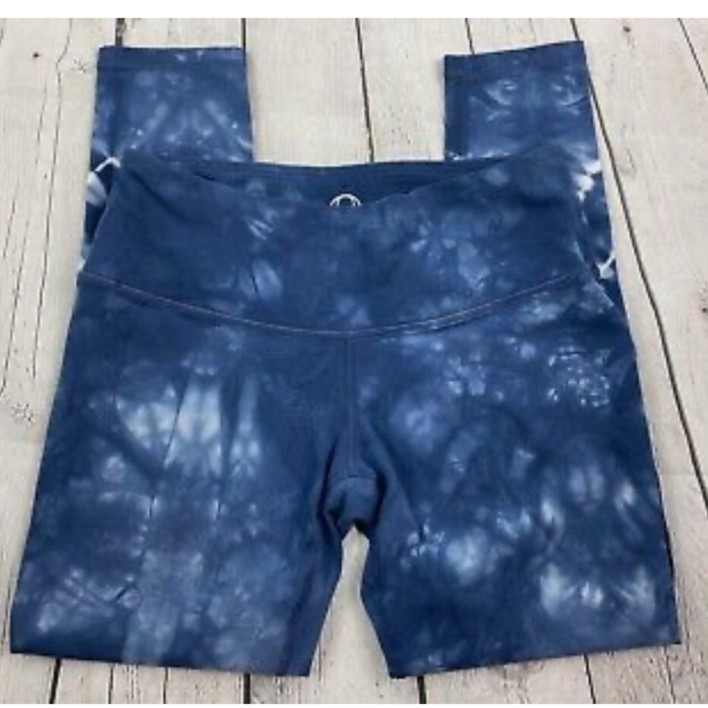Te Verde Blue White Tie Dye Crop leggings Med